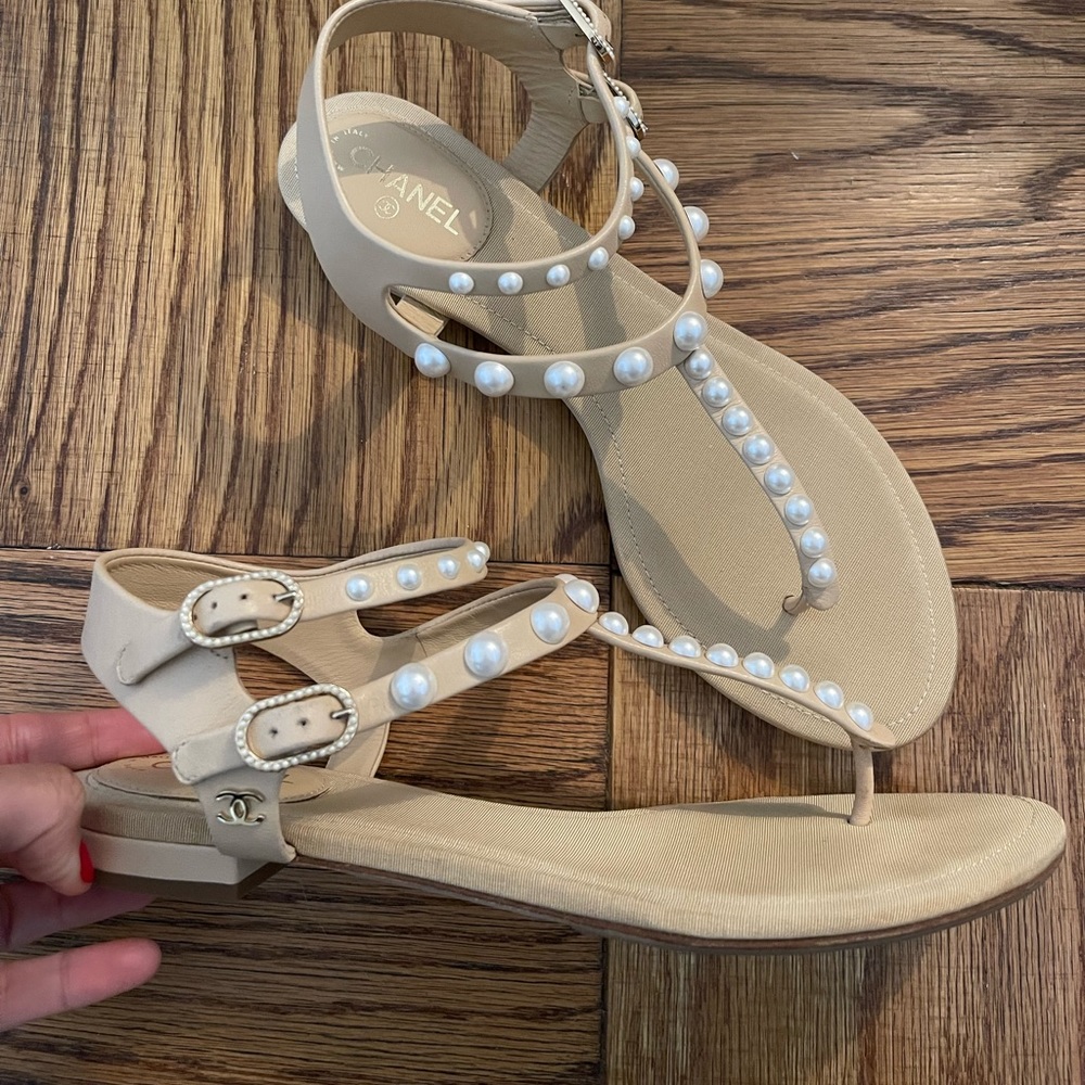 Authentic Chanel Sandals, Size 37.5